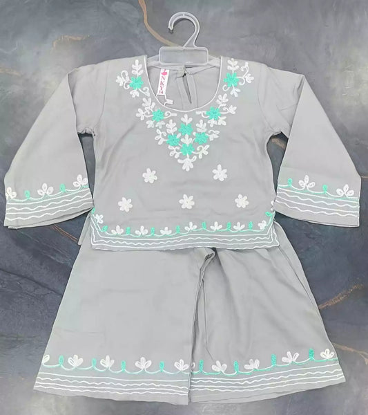 RAYON EMBROIDERED GARARA SET FOR LITTLE BABY GIRLS