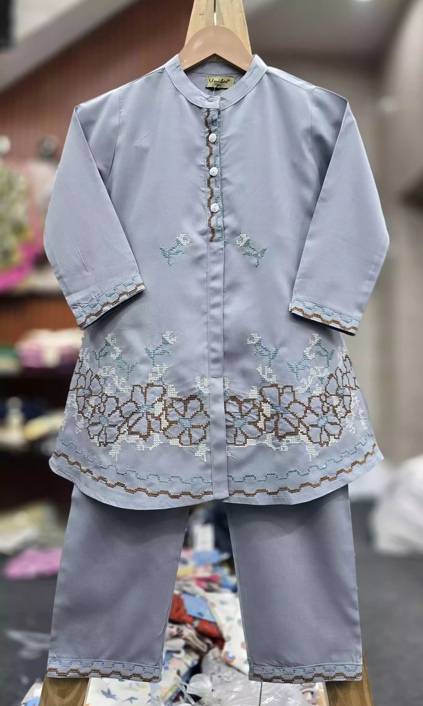 Girls soft Rayon cotton premium Quality Cross Stitched Embroidery Cord sets