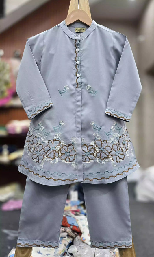 Girls soft Rayon cotton premium Quality Cross Stitched Embroidery Cord sets