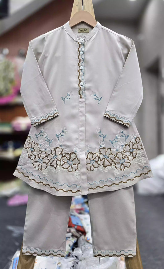 Girls soft Rayon cotton premium Quality Cross Stitched Embroidery Cord sets