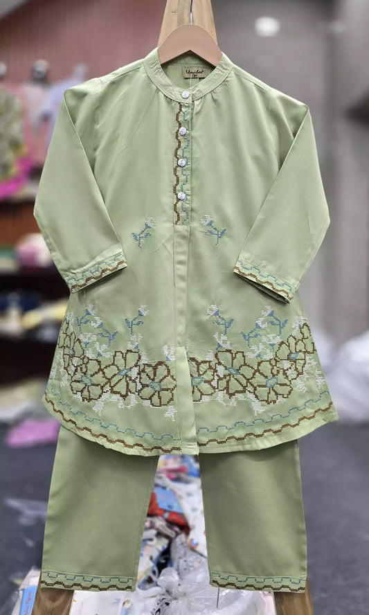 Girls soft Rayon cotton premium Quality Cross Stitched Embroidery Cord sets