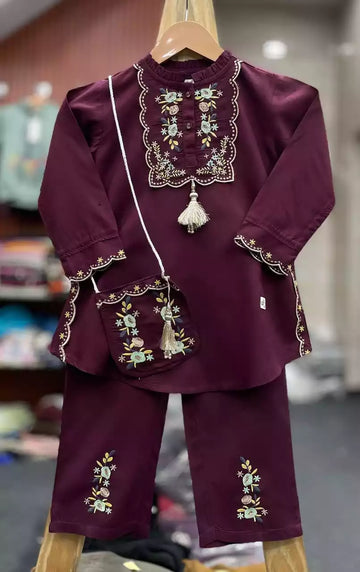 Girls Embroidered Co-Ord Set with Matching Purse by ASC