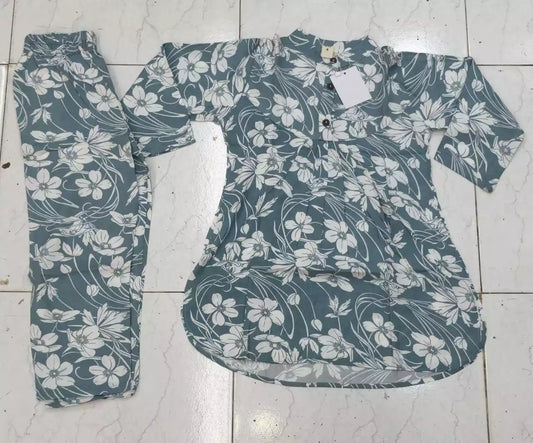 GIRLS KIDS WEAR RAYON SUMMER FRIENDLY TRENDY STYLE PRINTED CORD-SETS