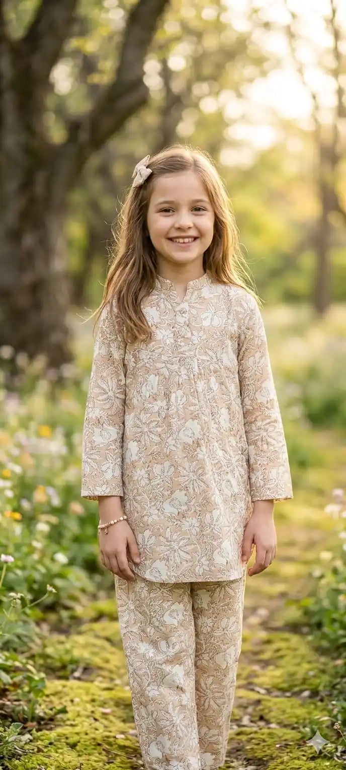 GIRLS KIDS WEAR RAYON SUMMER FRIENDLY TRENDY STYLE PRINTED CORD-SETS