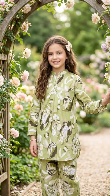 Girls Tropical Floral Rayon Co-ord Set by ASC