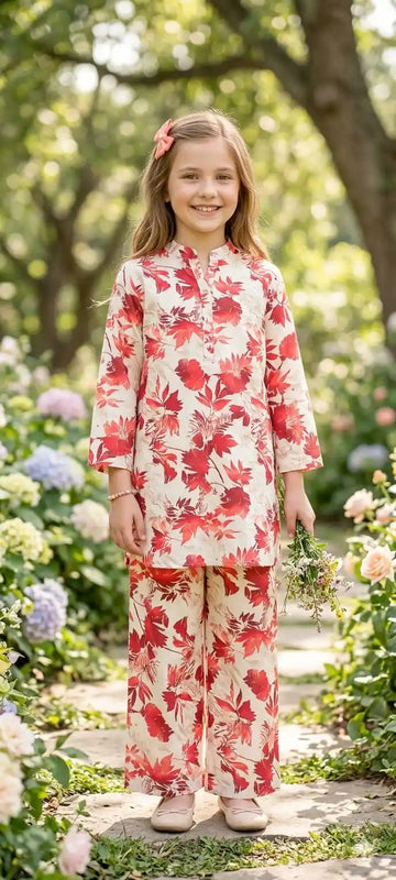 Girls Garden Floral Printed Rayon Co-ord Set by ASC