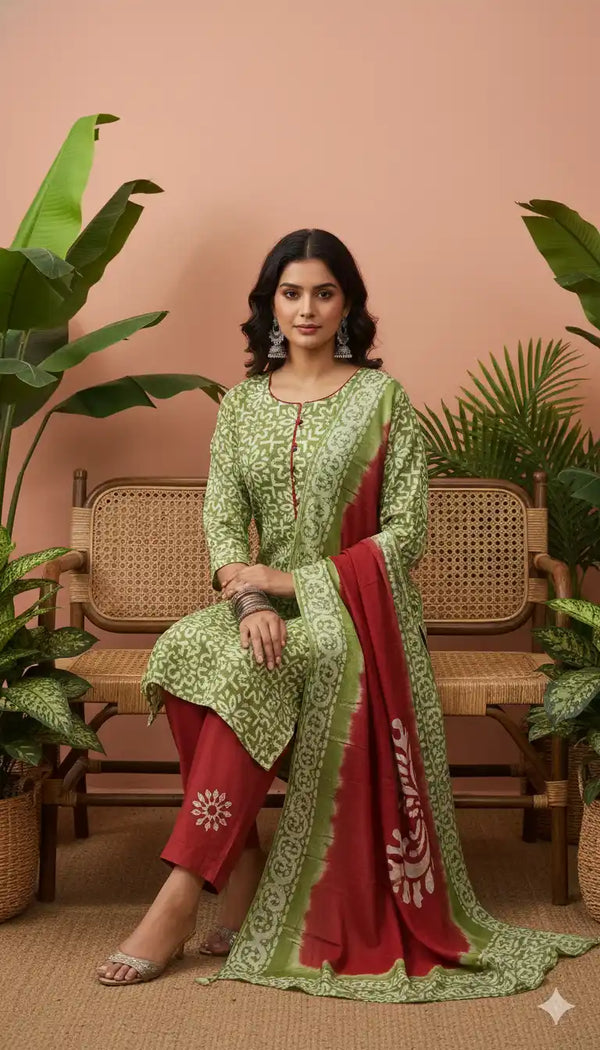 READYMADE COTTON BATIC SUIT, Cotton Batic Salwar, Mal Cotton Dual Tone Color Dupata