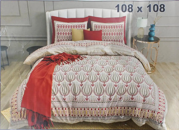 King Size 9ft*9ft Sanganeri Cotton Bedsheets With 2 Pillow Covers