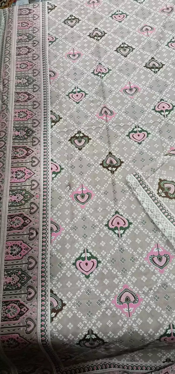 Queen Size 7ft*8.5ft Sanganeri Bedsheet With 2 Pillow Covers