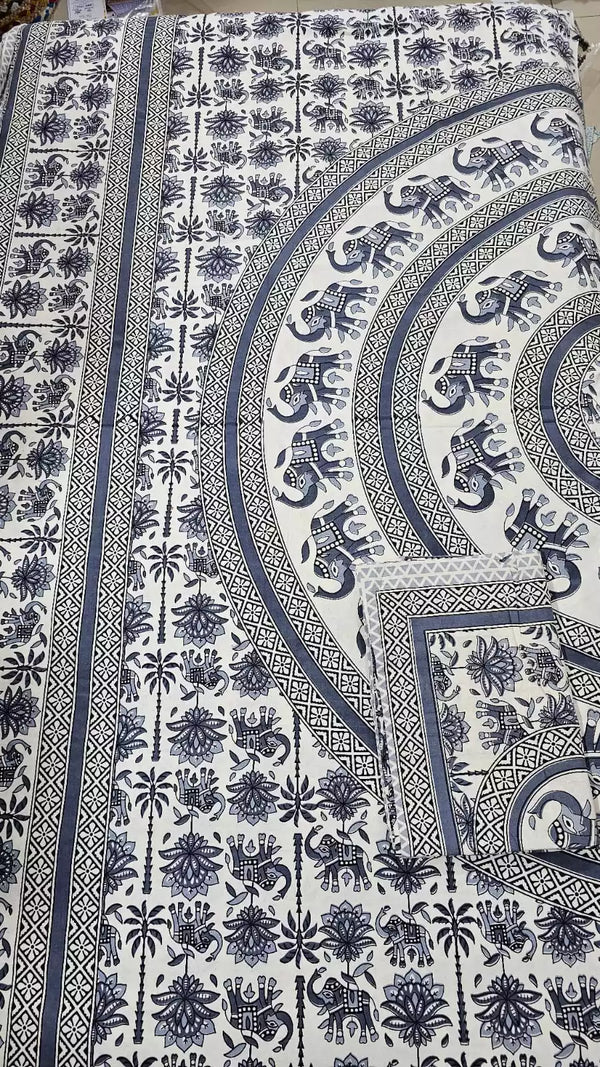 Queen Size 7ft*8.5ft Sanganeri Bedsheet With 2 Pillow Covers