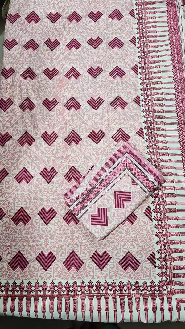 Queen Size 7ft*8.5ft Sanganeri Bedsheet With 2 Pillow Covers