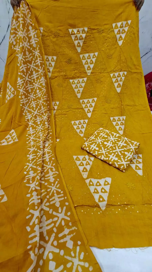 Unstitched Wax Batic Cotton Suits