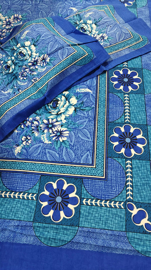 Queen Size 7ft*8.5ft Sanganeri Bedsheet With 2 Pillow Covers