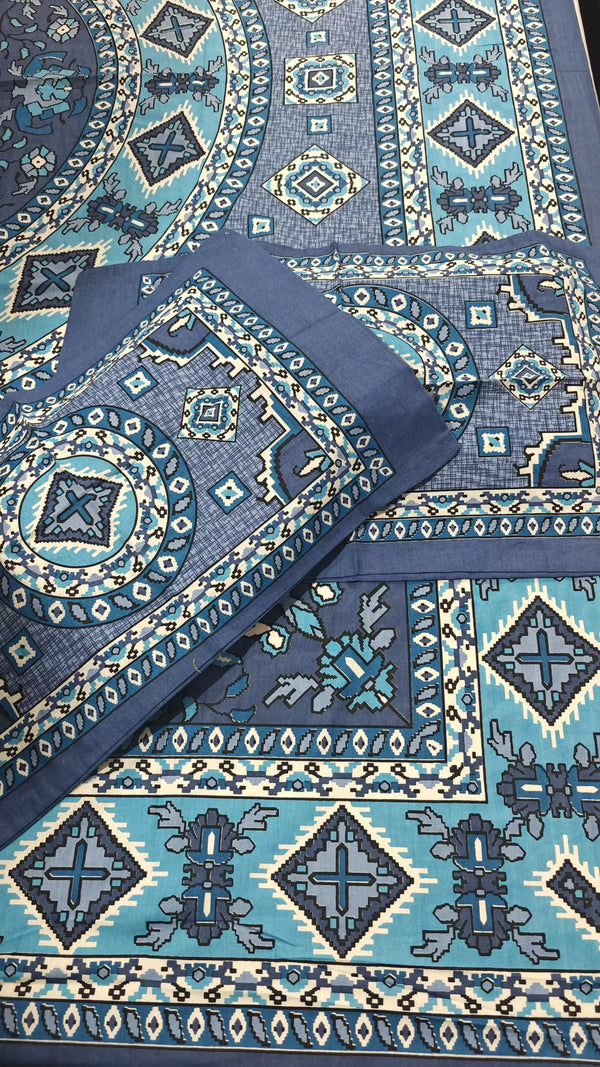 Queen Size 7ft*8.5ft Sanganeri Bedsheet With 2 Pillow Covers