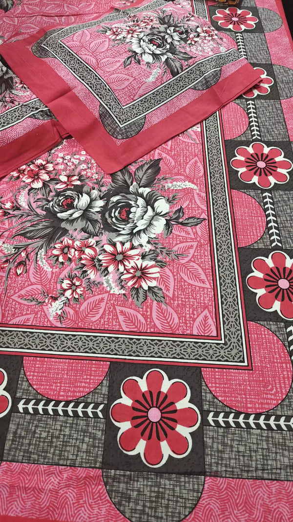 Queen Size 7ft*8.5ft Sanganeri Bedsheet With 2 Pillow Covers