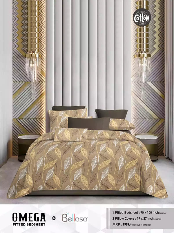 Queen Size Cotton Bedsheets With 2 Pillow Covers, 4 Way Elastic Fitted Bedsheets