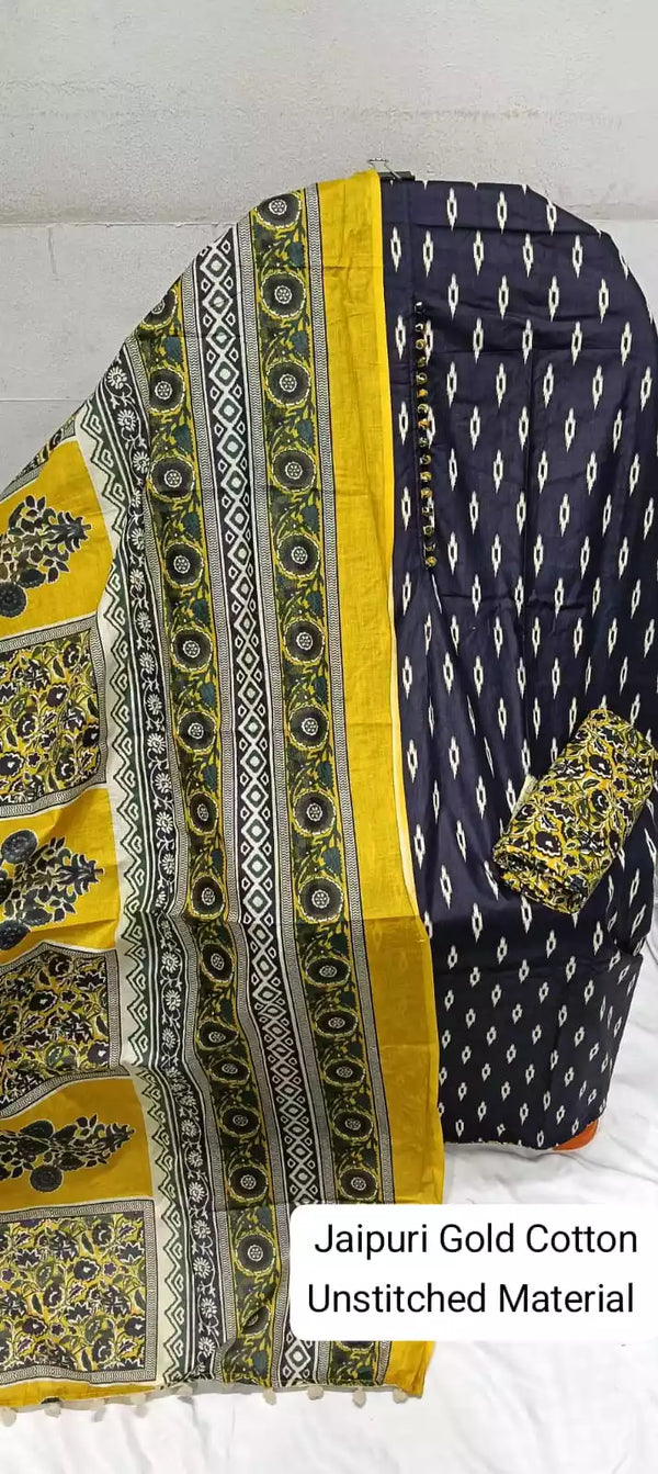 Premium Cotton MAMA Print Unstitched Cotton Suit With Cotton Dupatta