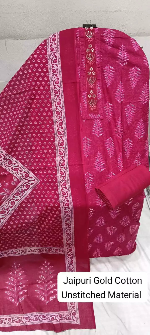 Premium Cotton MAMA Print Unstitched Cotton Suit With Cotton Dupatta
