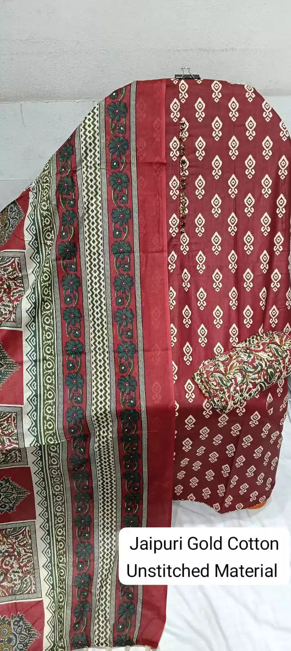 Premium Cotton MAMA Print Unstitched Cotton Suit With Cotton Dupatta