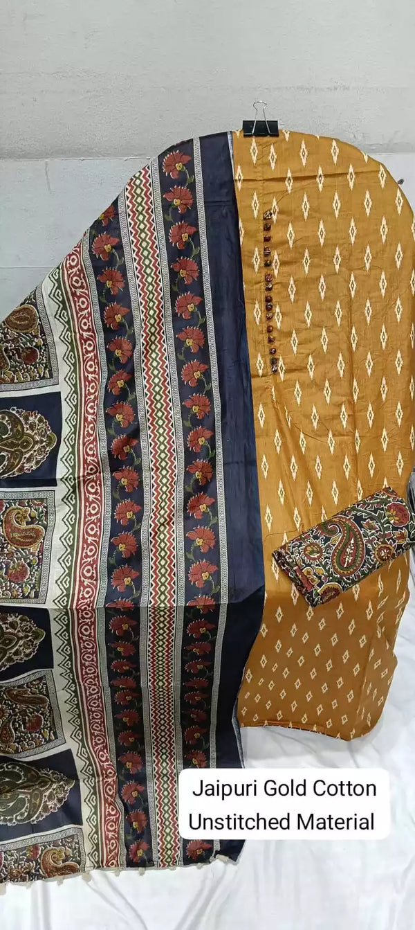 Premium Cotton MAMA Print Unstitched Cotton Suit With Cotton Dupatta