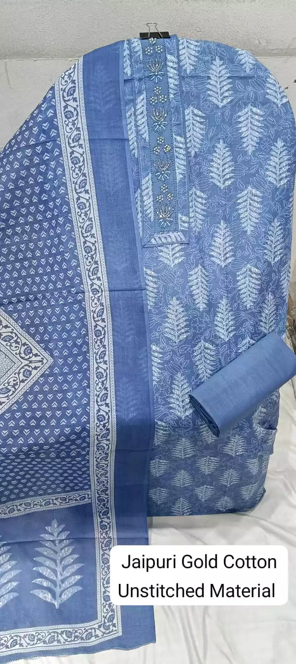 Premium Cotton MAMA Print Unstitched Cotton Suit With Cotton Dupatta