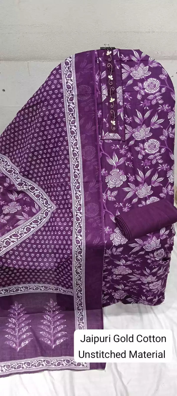 Premium Cotton MAMA Print Unstitched Cotton Suit With Cotton Dupatta