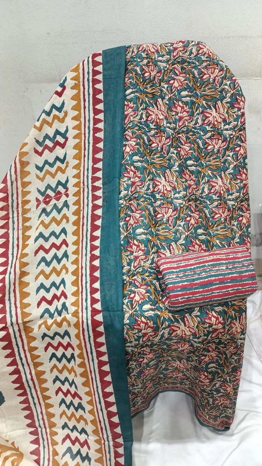 Premium Cotton MAMA Print Unstitched Cotton Suit With Cotton Dupatta