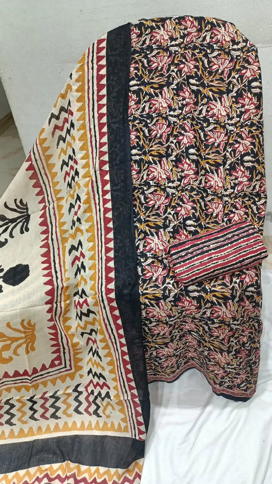 Premium Cotton MAMA Print Unstitched Cotton Suit With Cotton Dupatta