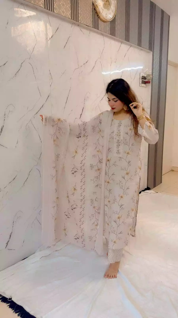 Readymade Block Print Cotton Suit With Cotton Dupatta