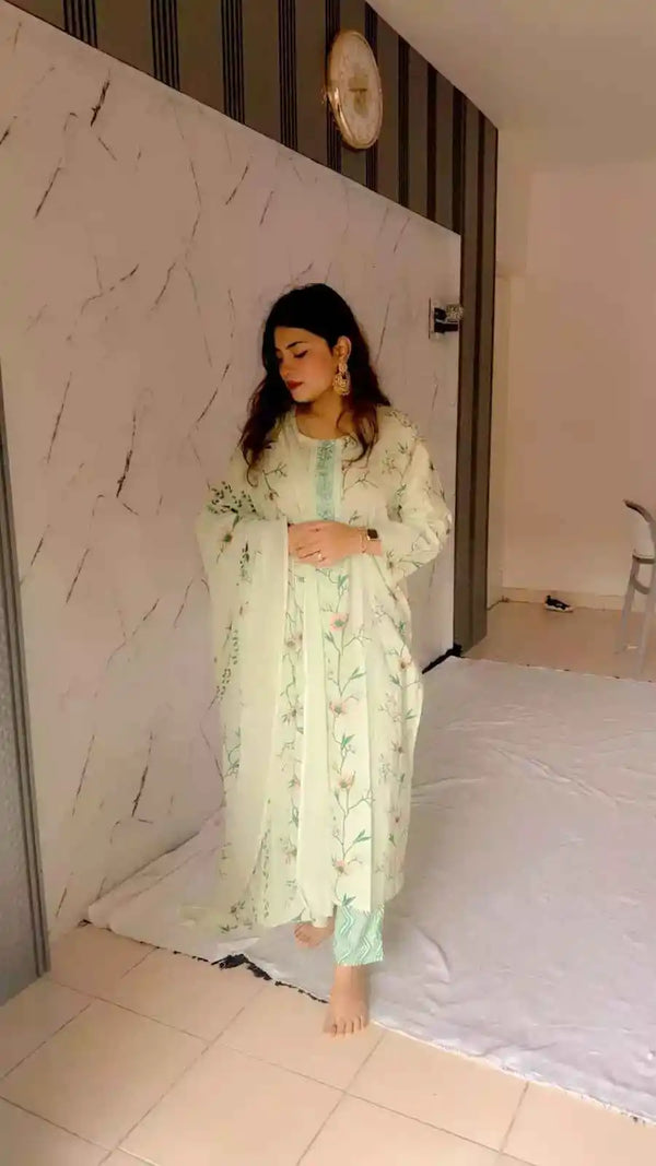 Readymade Block Print Cotton Suit With Cotton Dupatta