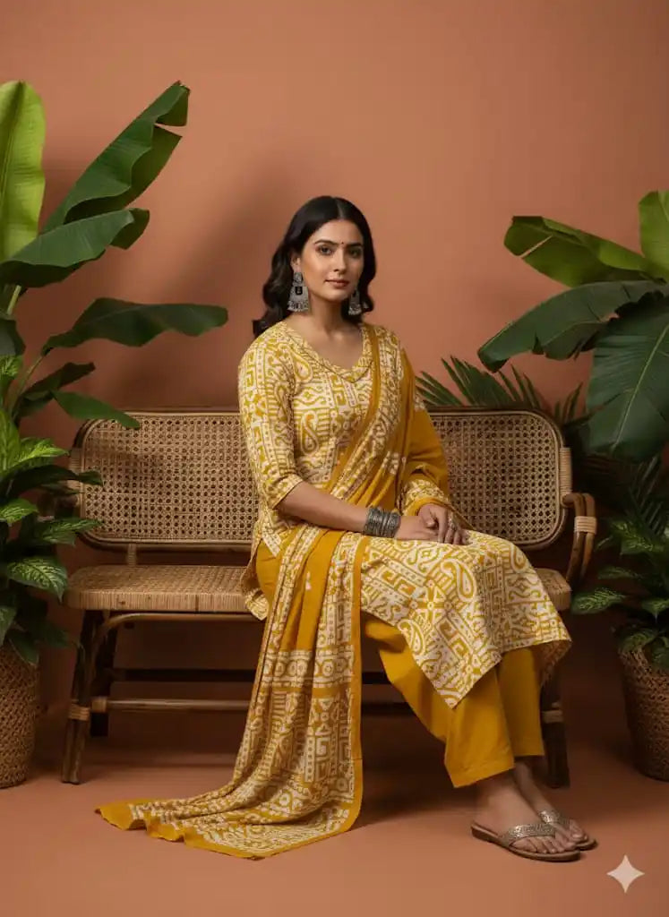 Readymade Cotton Batik Suit Cotton Batik Pant Mal Cotton Dual Tone Dupatta - ASC Fashion Store