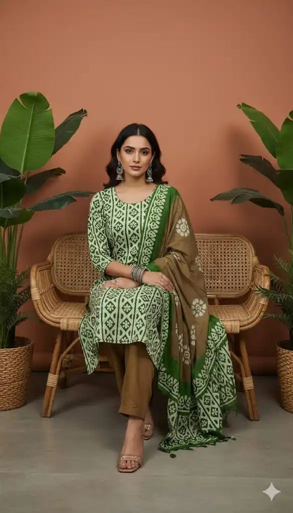Straight cut cotton Handloom Batik With Salwar