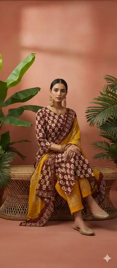 READYMADE COTTON BATIC SUIT, Cotton Batic Salwar, Mal Cotton Dual Tone Color Dupata