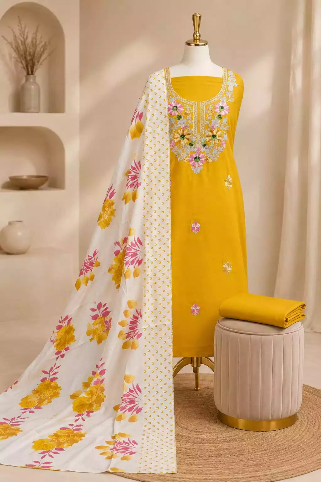 Classic Kashmiri Embroidered Rayon Suit by ASC