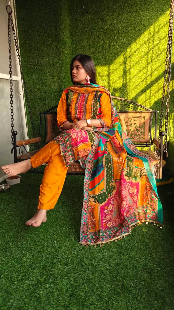 Readymade Organza With Lining Pakistani Embroidered Suit With Pure Dupatta