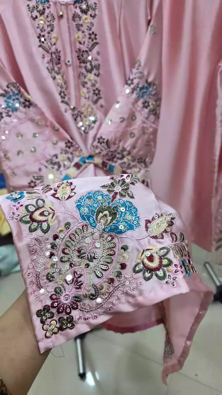 Jimmy choo Lahori Style Designer Suit With Cutwork Embroidery & Plazzo