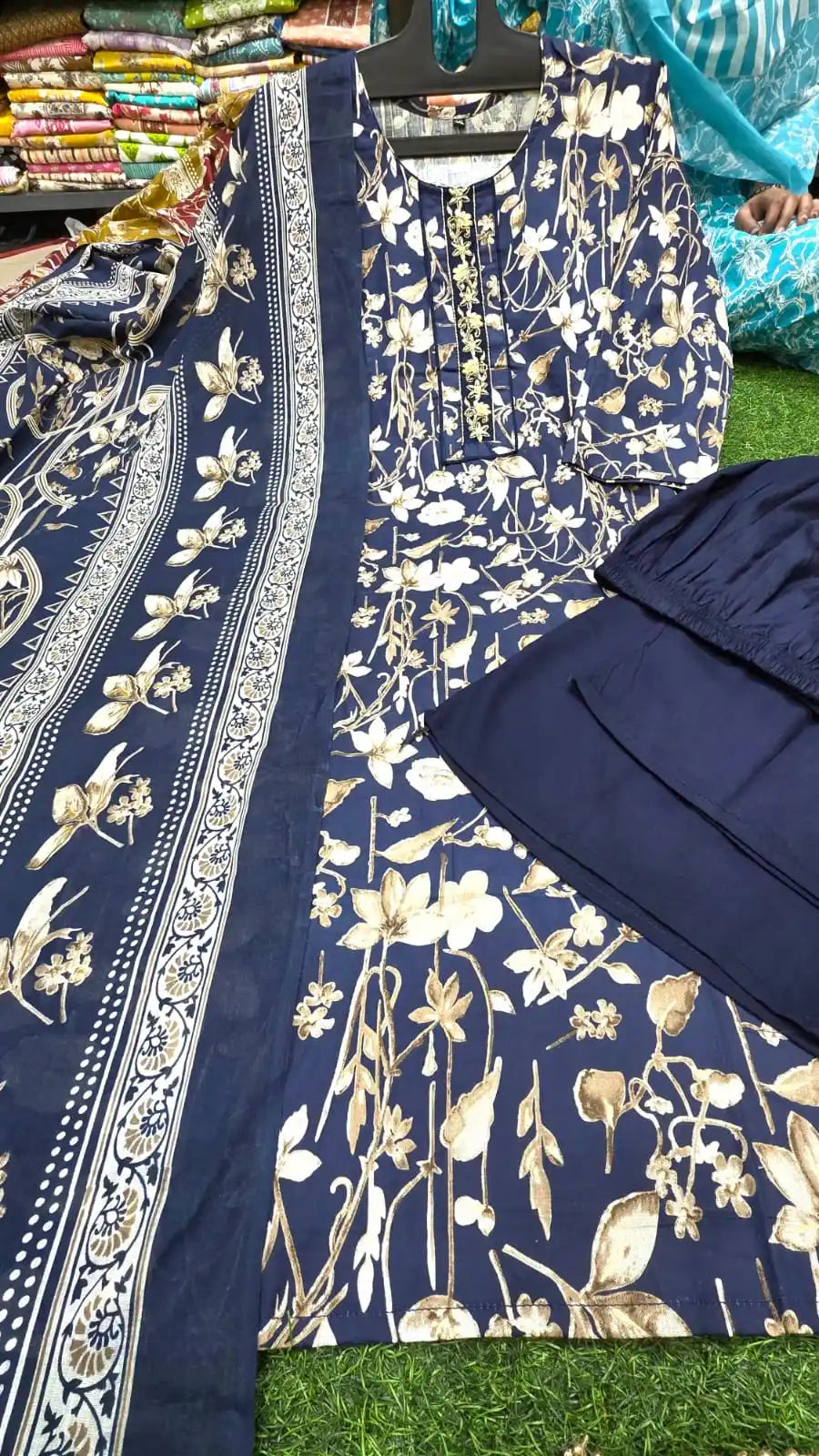 Readymade cotton suit with Plazo pant
