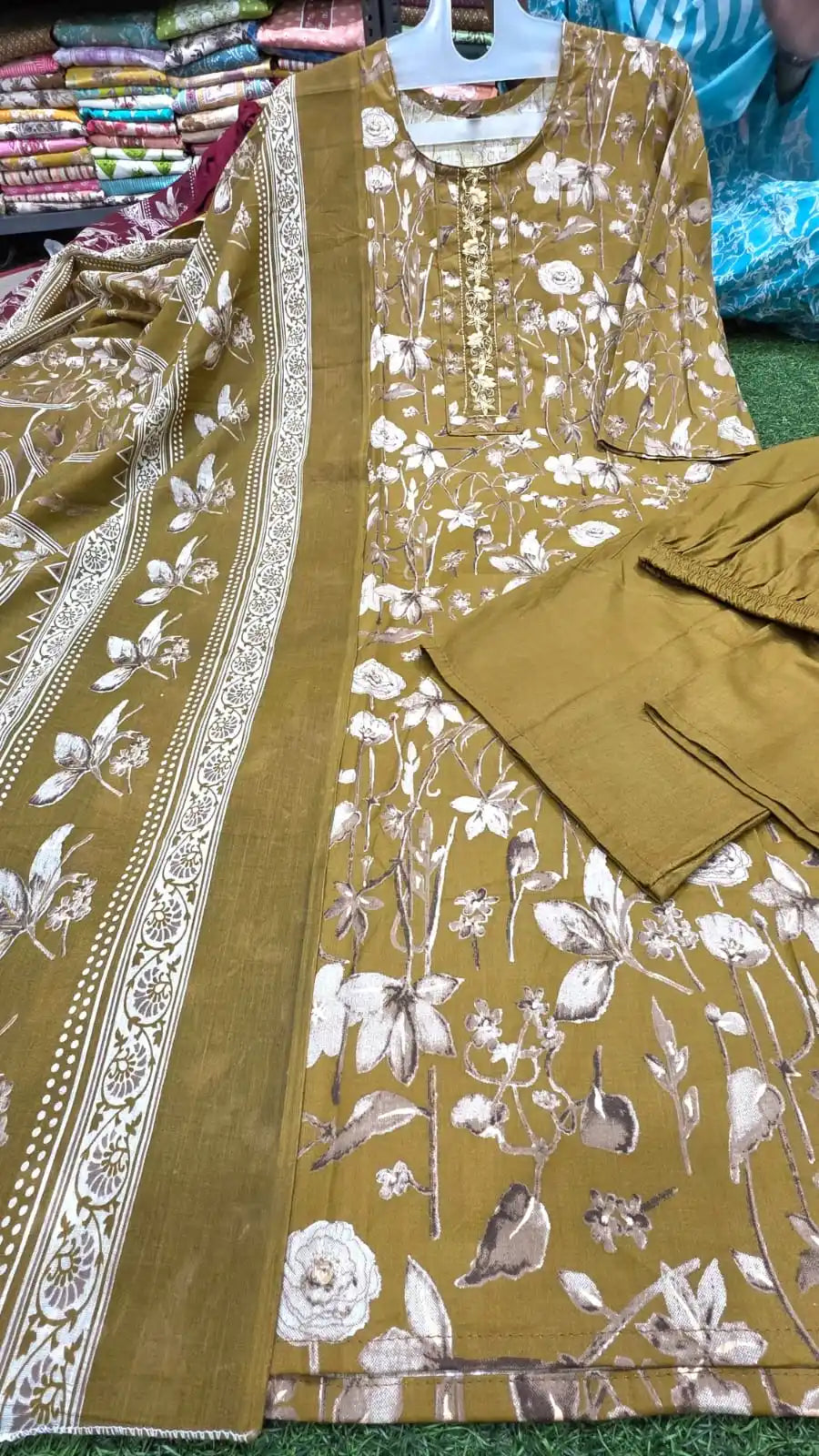 Readymade cotton suit with Plazo pant