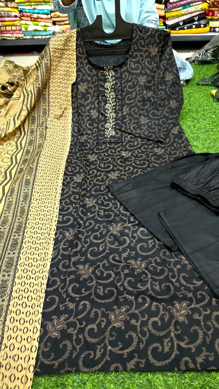 Readymade cotton suit with Plazo pant