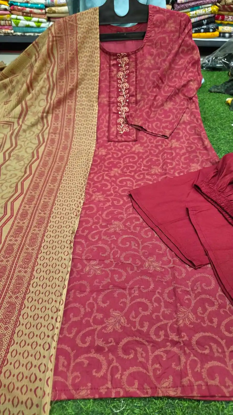 Readymade cotton suit with Plazo pant