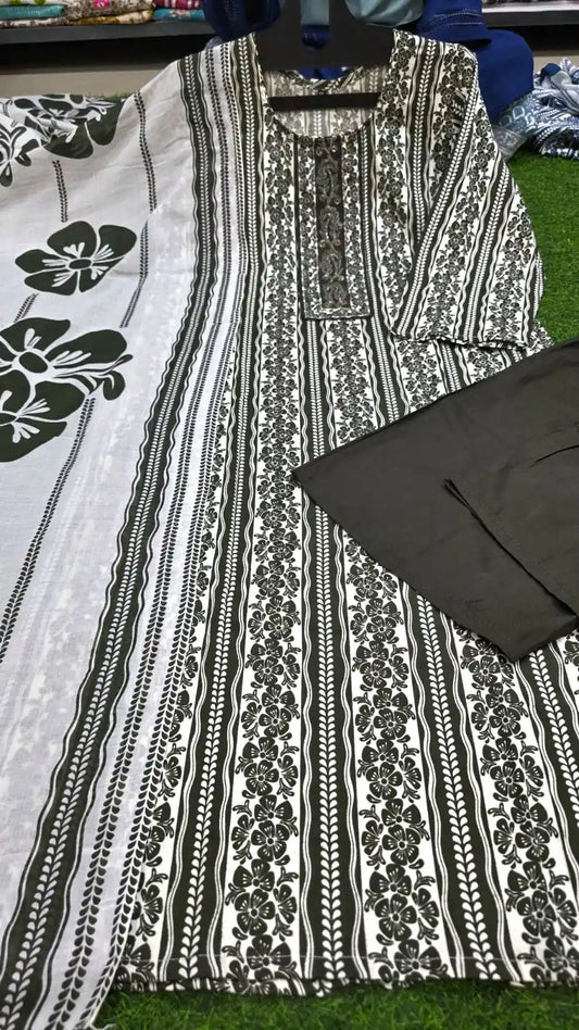 Readymade cotton suit with Plazo pant