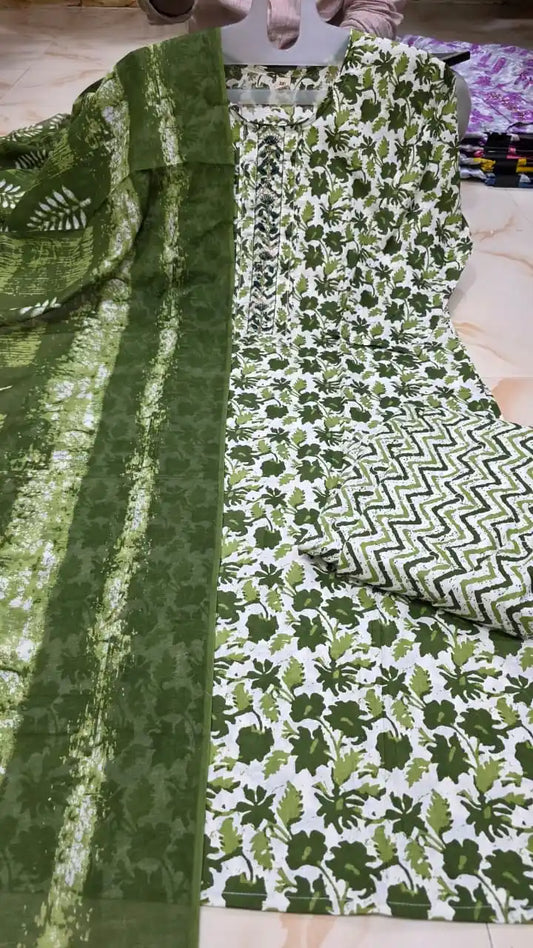 Premium Jaipuri Readymade Soft Cotton Suit With Dupatta Cotton & Cotton Pant