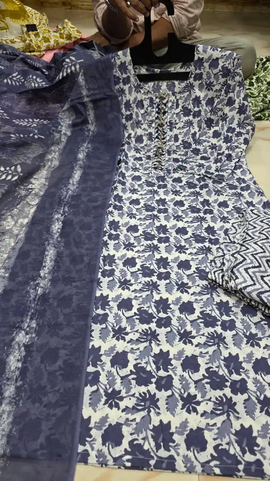 Premium Jaipuri Readymade Soft Cotton Suit With Dupatta Cotton & Cotton Pant