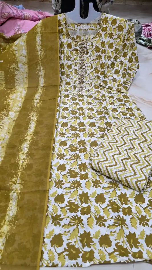Premium Jaipuri Readymade Soft Cotton Suit With Dupatta Cotton & Cotton Pant