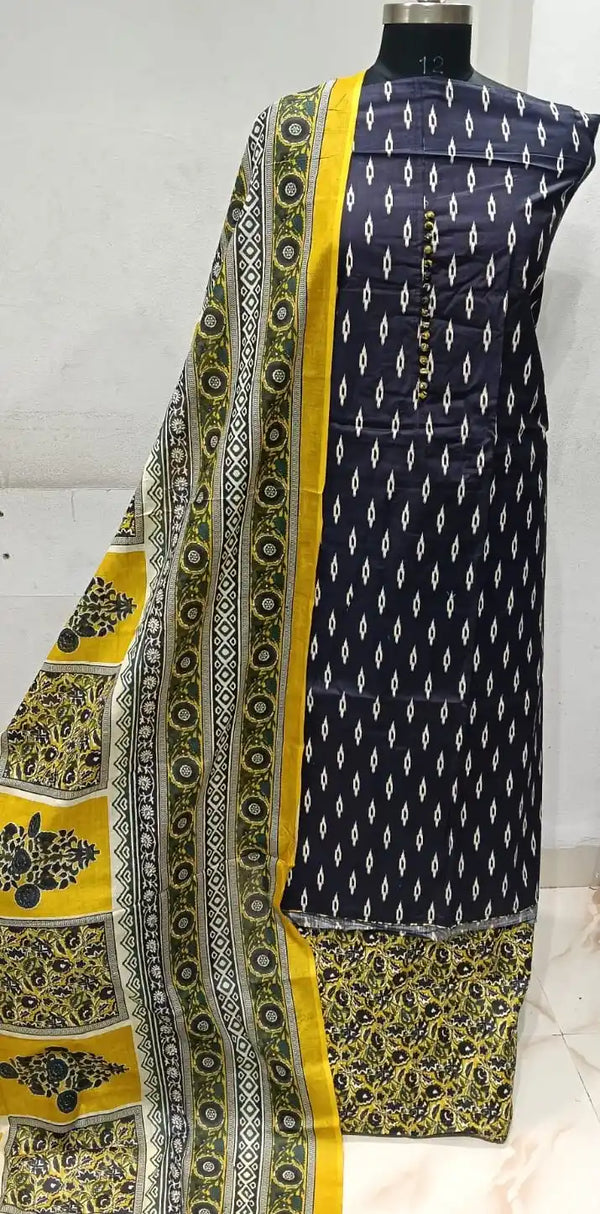 Premium Cotton Unstitched Suit With Dupatta