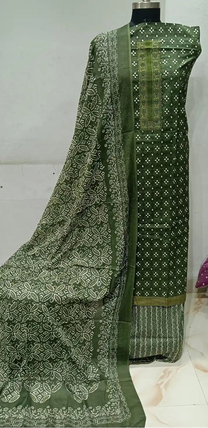 Premium Cotton Unstitched Suit With Dupatta