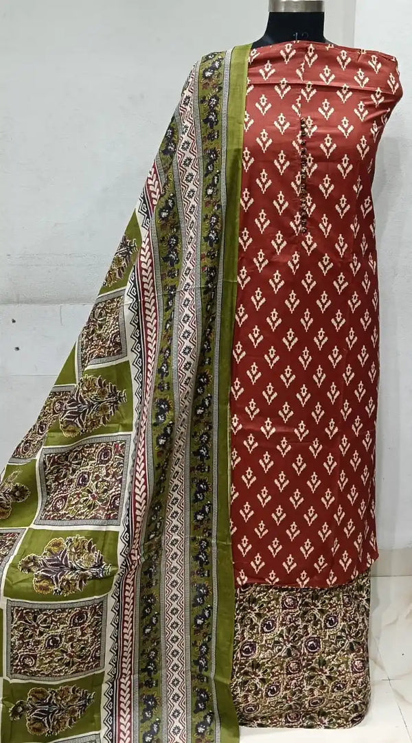 Premium Cotton Unstitched Suit With Dupatta