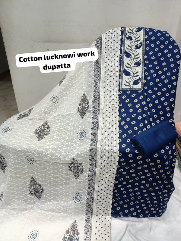 Premium Cotton Unstitched Suit With Dupatta