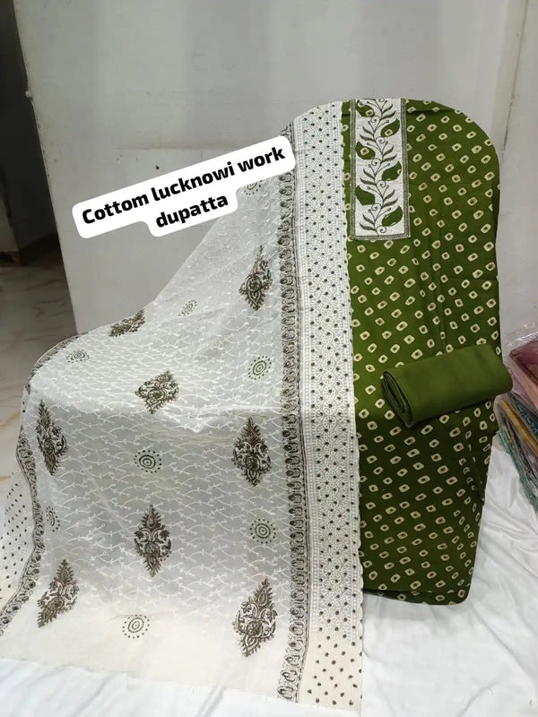 Premium Cotton Unstitched Suit With Dupatta