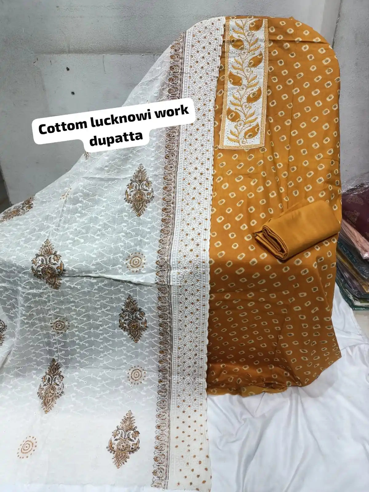 Premium Cotton Unstitched Suit With Dupatta